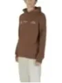 Brauner Kapuzenpullover mit weißem Schriftzug