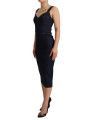 Dresses Elegant Dark Blue Denim Sheath Midi Dress 2.500,00 € 7333413048158 | Planet-Deluxe
