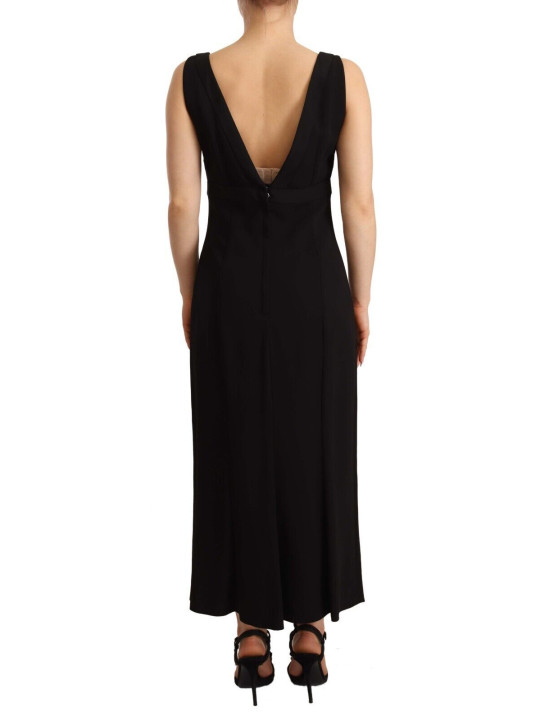 Dresses Elegant Black V-Neck Sheath Midi Dress 3.500,00 € 8053286520481 | Planet-Deluxe