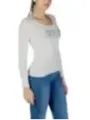 Weißes Guess Langarm-Scoop-Shirt