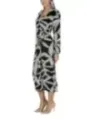 Schwarzes weißes Blattkleid mit Schärpe