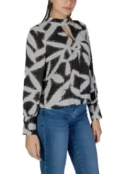 Schwarze Bluse mit Blattmuster