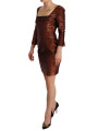 Dresses Metallic Brown Long Sleeves Square Neck Sheath Dress 600,00 € 7333413042583 | Planet-Deluxe
