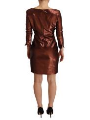 Dresses Metallic Brown Long Sleeves Square Neck Sheath Dress 600,00 € 7333413042583 | Planet-Deluxe