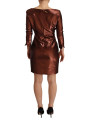 Dresses Metallic Brown Long Sleeves Square Neck Sheath Dress 600,00 € 7333413042583 | Planet-Deluxe