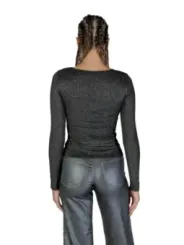Schwarzer Strickpullover mit Rundhalsausschnitt