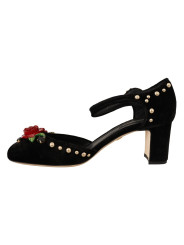 Pumps Elegant Velvet Studded Heels with Floral Accent 1.400,00 € 8058301889031 | Planet-Deluxe