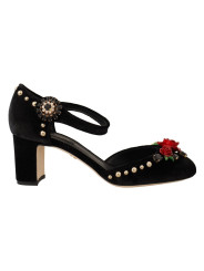 Pumps Elegant Velvet Studded Heels with Floral Accent 1.400,00 € 8058301889031 | Planet-Deluxe