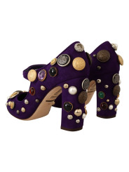 Pumps Elegant Suede Heels with Jewel Buttons 1.400,00 € 8058091128235 | Planet-Deluxe