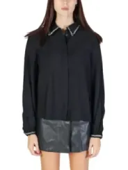 Bestickte Vila-Bluse mit Knopfleiste