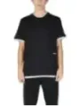 Schwarzes Baumwoll-T-Shirt mit weißem Saum