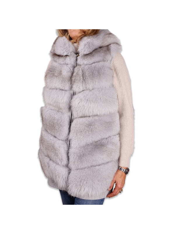 Jackets & Coats Sleeveless Luxury Wool Coat with Fox Fur Trim 3.980,00 € 8050249427856 | Planet-Deluxe