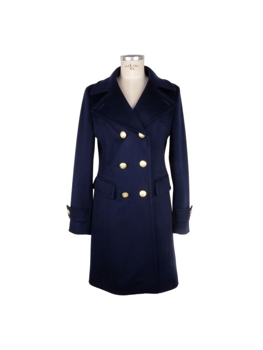 Jackets & Coats Elegant Blue Virgin Wool Ladies Coat 1.150,00 € 8050249427979 | Planet-Deluxe