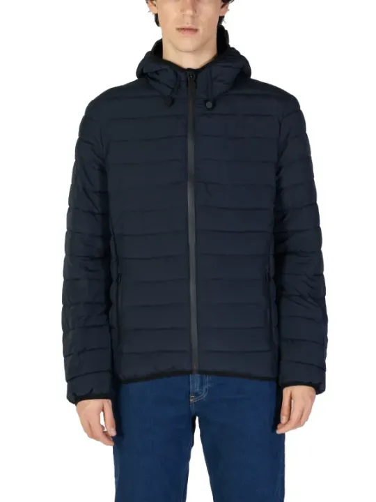 Schwarze gesteppte Herrenjacke mit Kapuze