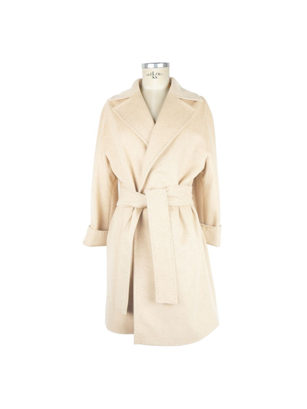 Jackets & Coats Elegant Wool Vergine Beige Women's Coat 1.150,00 € 8050249427894 | Planet-Deluxe