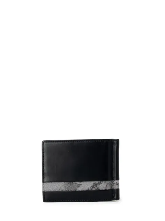 Schwarzes Leder Portemonnaie mit Streifen