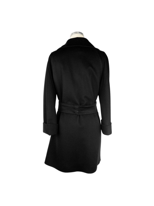 Jackets & Coats Elegant Black Virgin Wool Women's Coat 1.150,00 € 8050249427931 | Planet-Deluxe