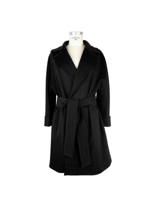 Jackets & Coats Elegant Black Virgin Wool Women's Coat 1.150,00 € 8050249427931 | Planet-Deluxe