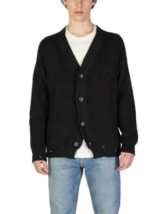 Schwarzer Strick-Cardigan mit V-Ausschnitt