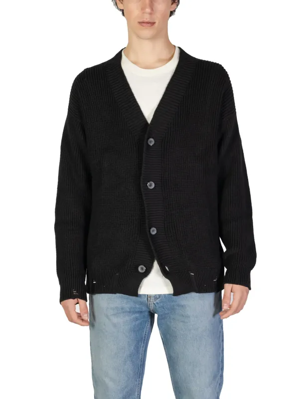 Schwarzer Strick-Cardigan mit V-Ausschnitt