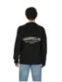 Schwarzer gerippter Strickpullover Rückansicht