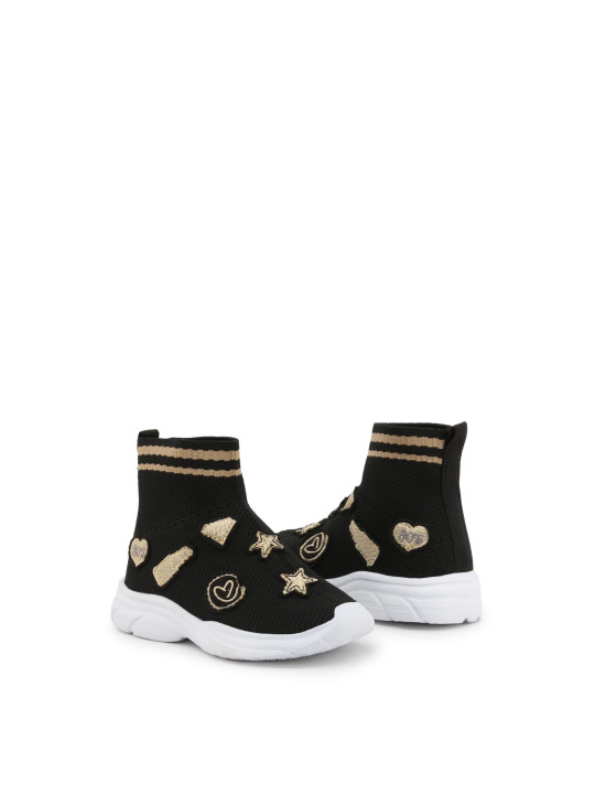 Schwarze High-Top-Sneaker mit Glitzer.