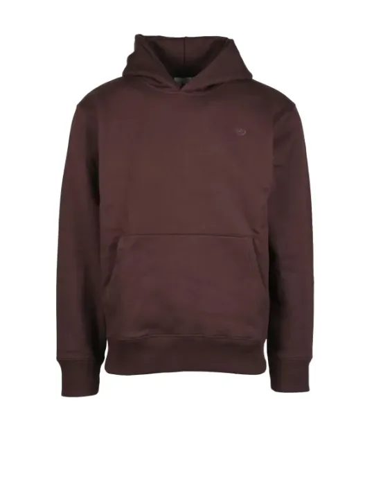Dunkelbrauner Adidas Kapuzenpullover mit Logo