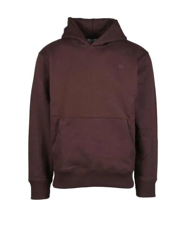 Dunkelbrauner Adidas Kapuzenpullover mit Logo