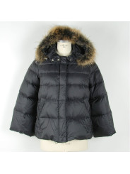 Jackets & Coats Elegant Black Polyamide Jacket with Fur 480,00 € 8050246660300 | Planet-Deluxe