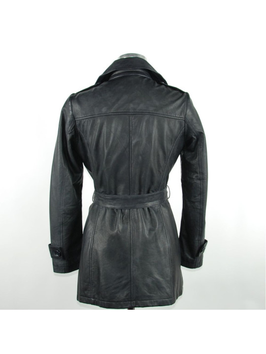 Jackets & Coats Chic Blue Leather Trench with Belt 550,00 €  | Planet-Deluxe