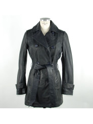 Jackets & Coats Chic Blue Leather Trench with Belt 550,00 €  | Planet-Deluxe