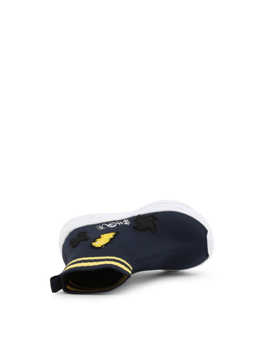 Navy-gelbe Kinderschuhe mit weißer Sohle