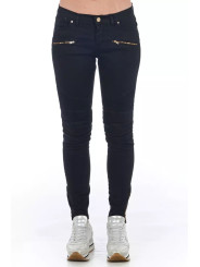 Jeans & Pants Elegant Biker Stretch Denim Jeans in Black 260,00 € 3000009507064 | Planet-Deluxe