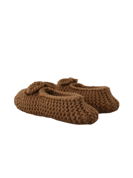 Flat Shoes Elegant Wool Knit Ballerina Flats in Brown 1.000,00 € 8057155322817 | Planet-Deluxe