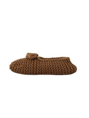 Flat Shoes Elegant Wool Knit Ballerina Flats in Brown 1.000,00 € 8057155322817 | Planet-Deluxe