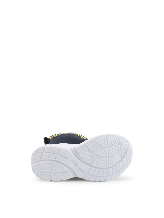 Navy-gelbe Sport-Sneakers mit weißer Sohle