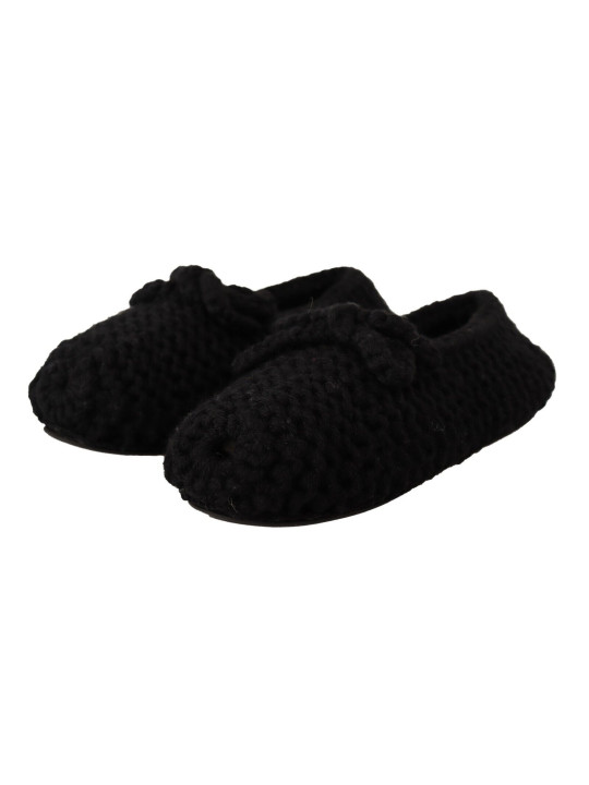 Flat Shoes Elegant Black Wool Knit Ballet Flats 1.000,00 € 8057155282883 | Planet-Deluxe