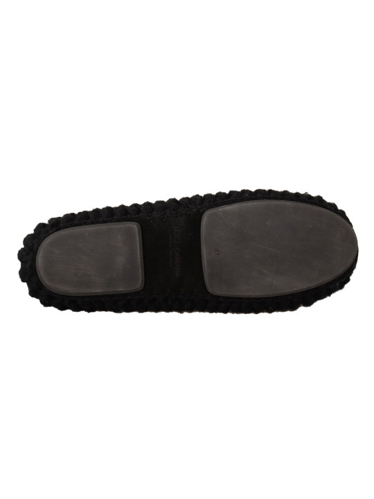 Flat Shoes Elegant Black Wool Knit Ballet Flats 1.000,00 € 8057155282883 | Planet-Deluxe