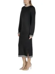 Schwarzes gestreiftes Midikleid von Vila