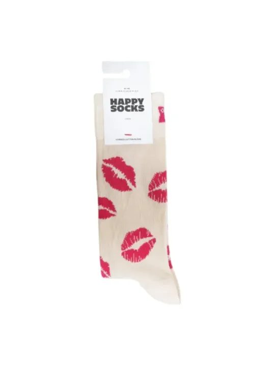 Rosa Lippenmuster auf weißen Socken