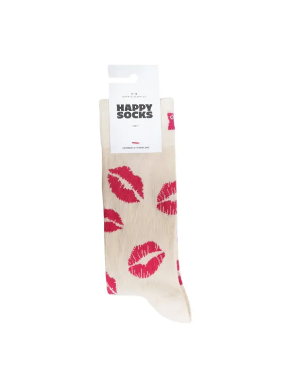 Rosa Lippenmuster auf weißen Socken