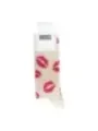 Rosa Lippenmuster auf weißen Socken