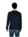 Marineblauer gerippter Polo-Pullover