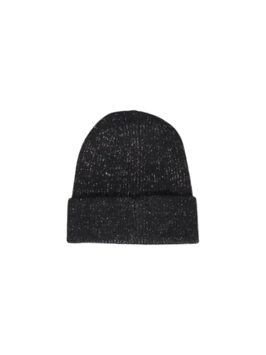 Schwarze Strickmütze mit Fleckenmuster