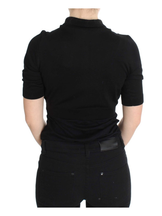Tops & T-Shirts Elegant Black Silk Floral Polo Top 1.070,00 € 7333413041111 | Planet-Deluxe