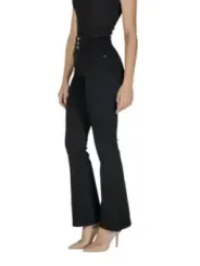 Schwarze hochtaillierte ausgestellte Hosen Only