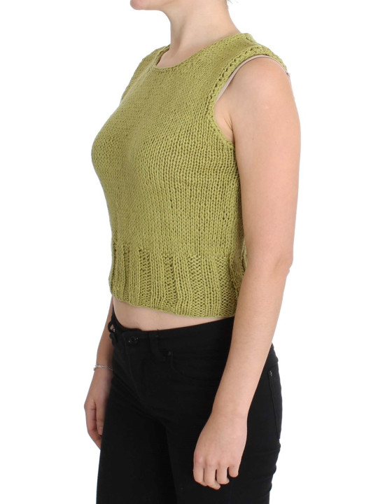 Sweaters Chic Green Knitted Sleeveless Vest Sweater 130,00 € 8058091151433 | Planet-Deluxe