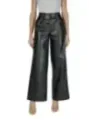 Schwarze Lederhose mit weitem Bein