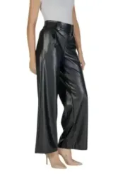Schwarze Lederhose mit hohem Bund