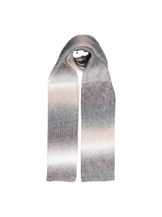 Langer, gestrickter Schal in Grau-Beige